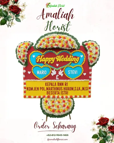 Karangan Papan Bunga Pernikahan di Maradekaya